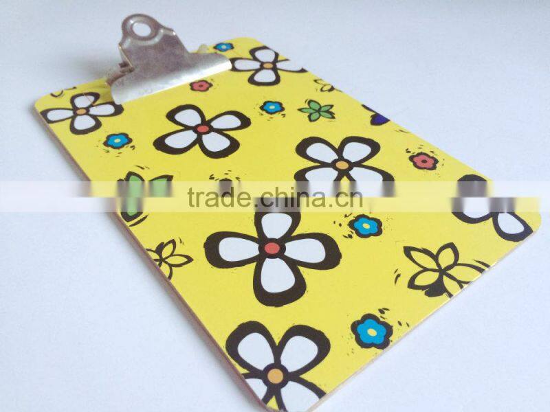 Single side printed pasting butterfly office clipboard with flower picture printed