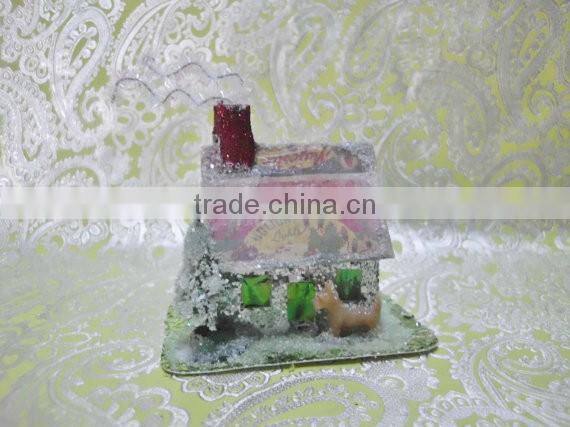 Vintage Putz House for Christmas Village with Scotty Dog