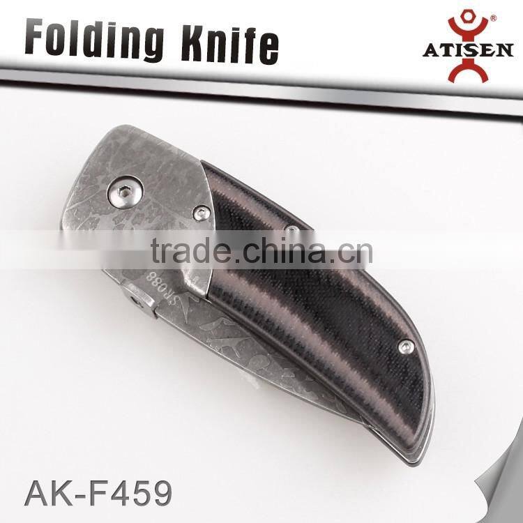 Camping Pocket Knife G10 Handle 3Cr13 Etching titanium coating Blade Hunting Folding Knife Tools