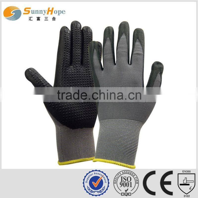 15 gauge nylone nitrile foam PVC dotted knite gloves