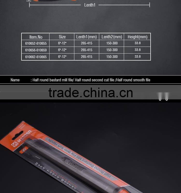 Professional 10" Half Round Second Cut File With Soft Handle