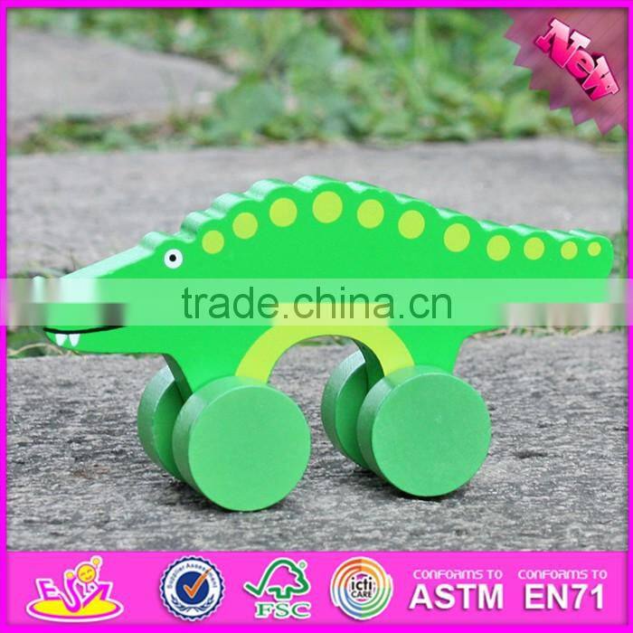 2017 New products kids animal toy wooden crocodile car toy W04A318
