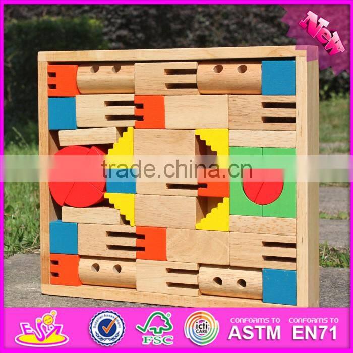 2016 Best sale 40 pieces funny wooden building blocks for kids W13A114
