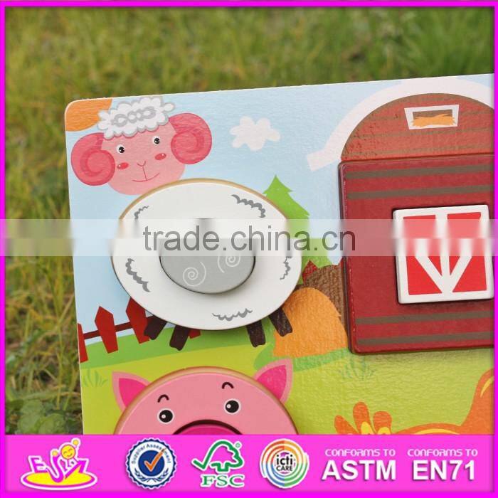 2017 New product cartoon farm animals wooden kids 3d puzzle W14D025
