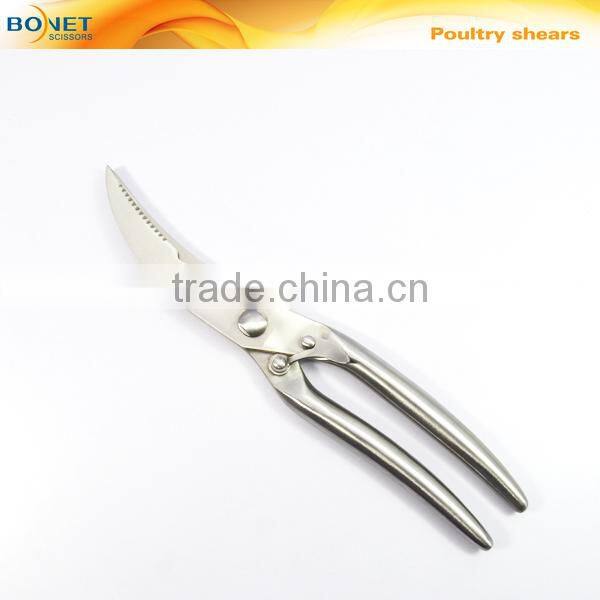 SPO0007 LFGB Certificated 10" kitchen shears 3cr15 heavy poultry all steel with spring and lock