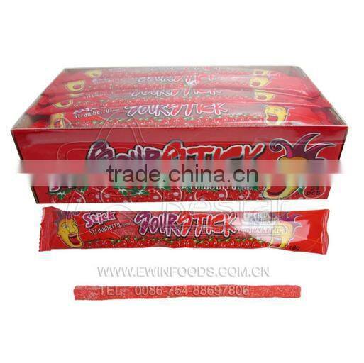 Fruity Flavor Sour Stick Gummy Candy Filled With Sour Powder