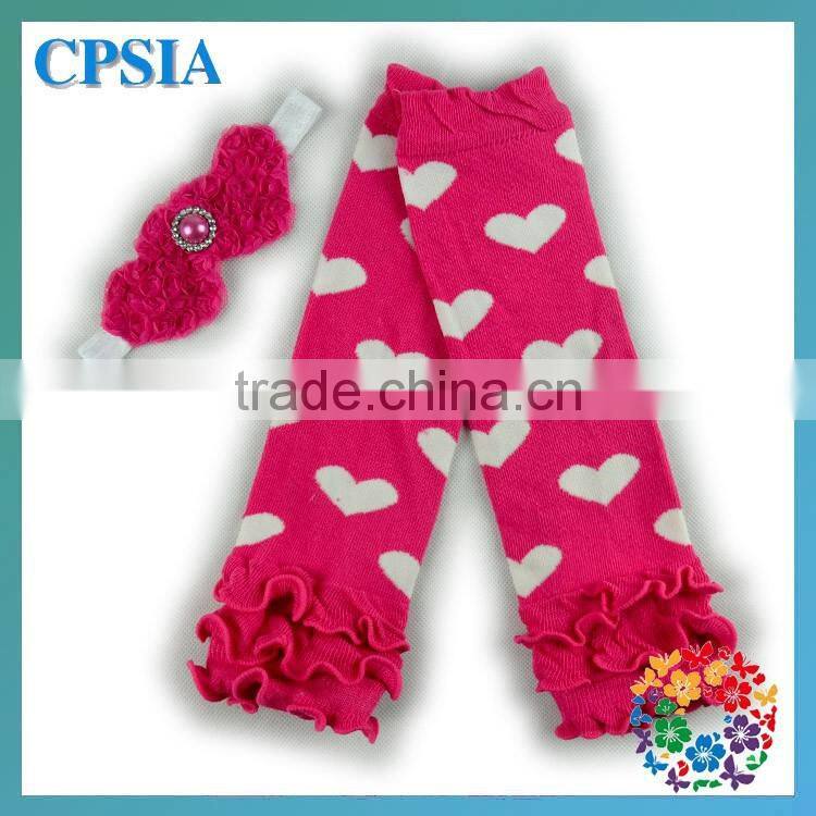 Shamrock baby leg warmers with headband cotton leg warmer with green chiffon knitted baby girls leg warmers with headband set