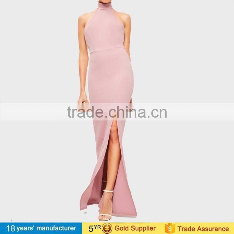 2017 women party long wedding evening maxi dresses Sexy mermaid halter backless split cocktail dresses for prom night