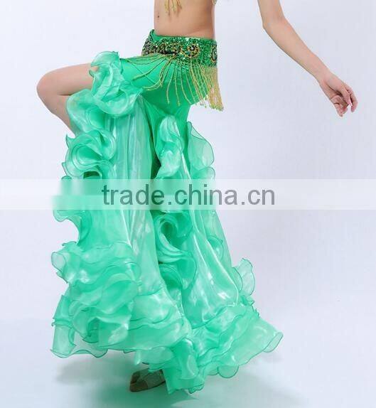 Egyptian style belly dance skirt with ruffle side slit