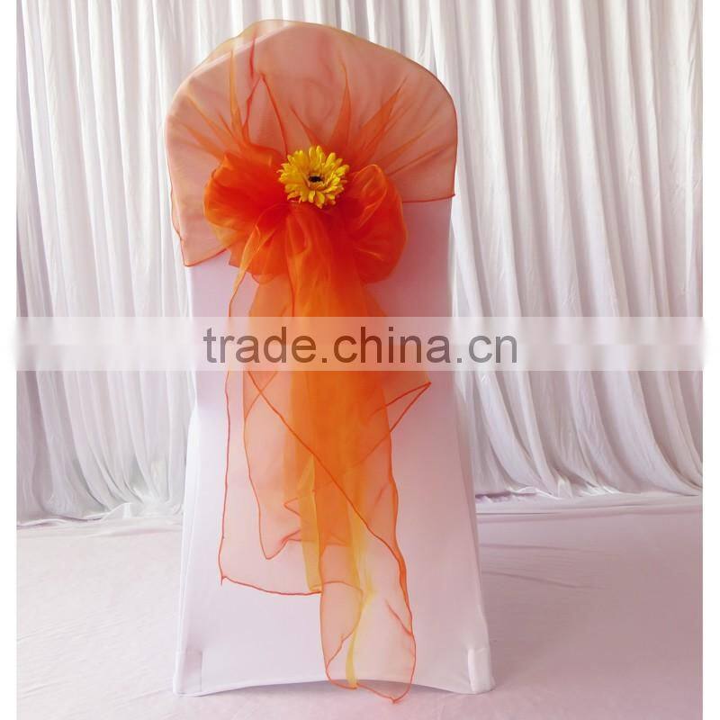 Fancy Big Cheap Colorful Organza Chair Hood Chair Cap Chair Sash for Wedding Decor