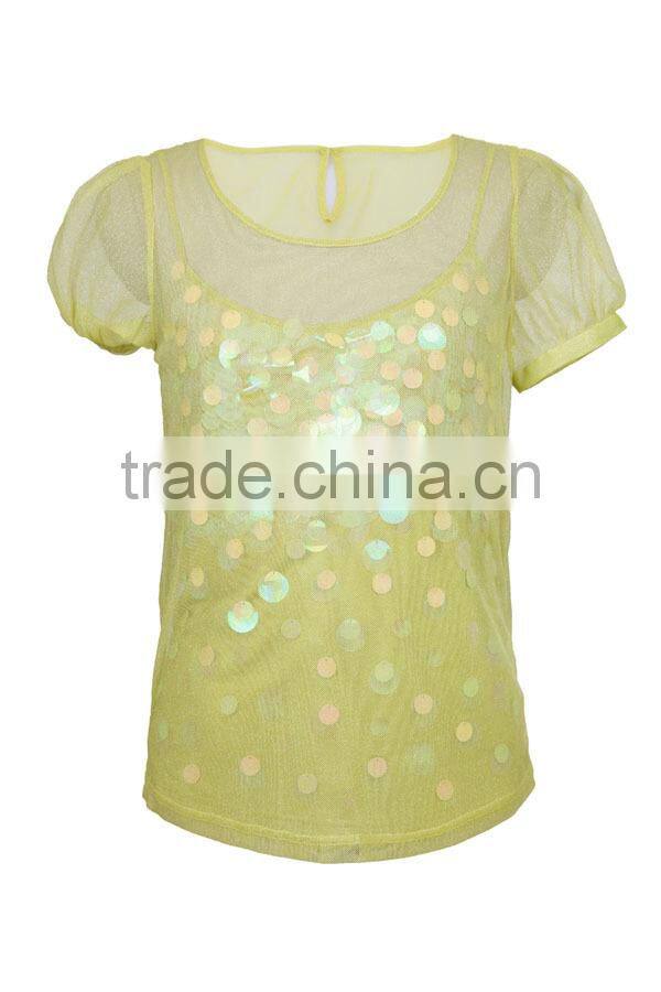 women's sexy see-through style evening sequins beaded tops