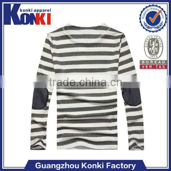 top brand mens blank long sleeve black white stripe t shirt