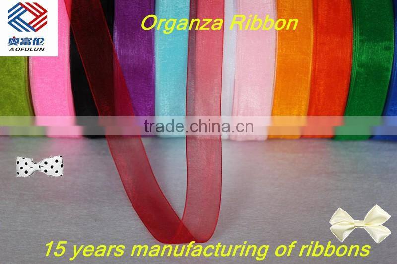 Solid Color Christmas Decoration Organza Ribbon