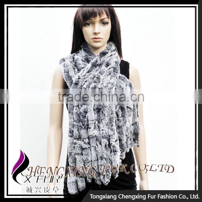 CX-B-10F 2016 New Style Super Quality Real Rabbit Fur Shawl Scarf