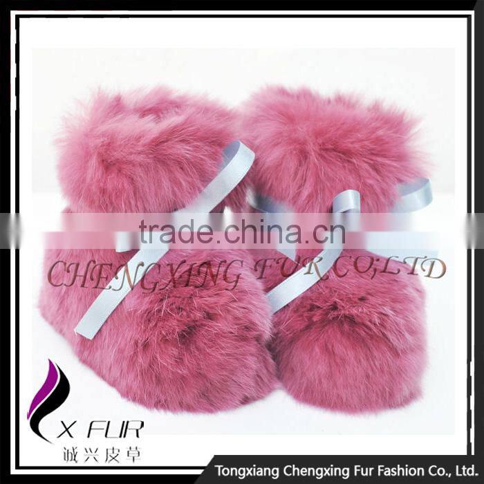 CX-SHOES-07 New Products Genuine Rabbit Fur Cute Baby Shoes