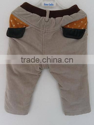 cool boys soft corduroy plain dyed and embroidered pants for Autumn
