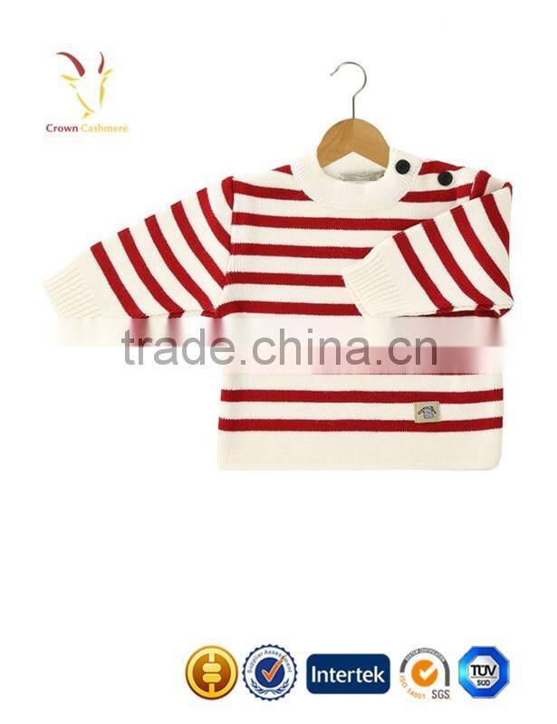 2016 New Fashion Crew Neck Knit Baby Sweater Baby Cashmere Sweater with Striped