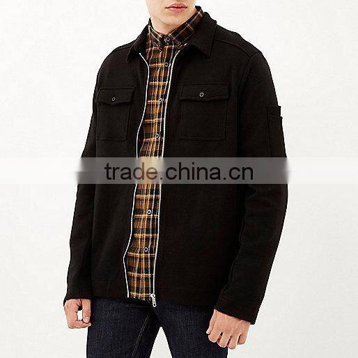 Men Jacket, Zip Up Woolen Bomber Body Building Winter Jacket Winter Coat