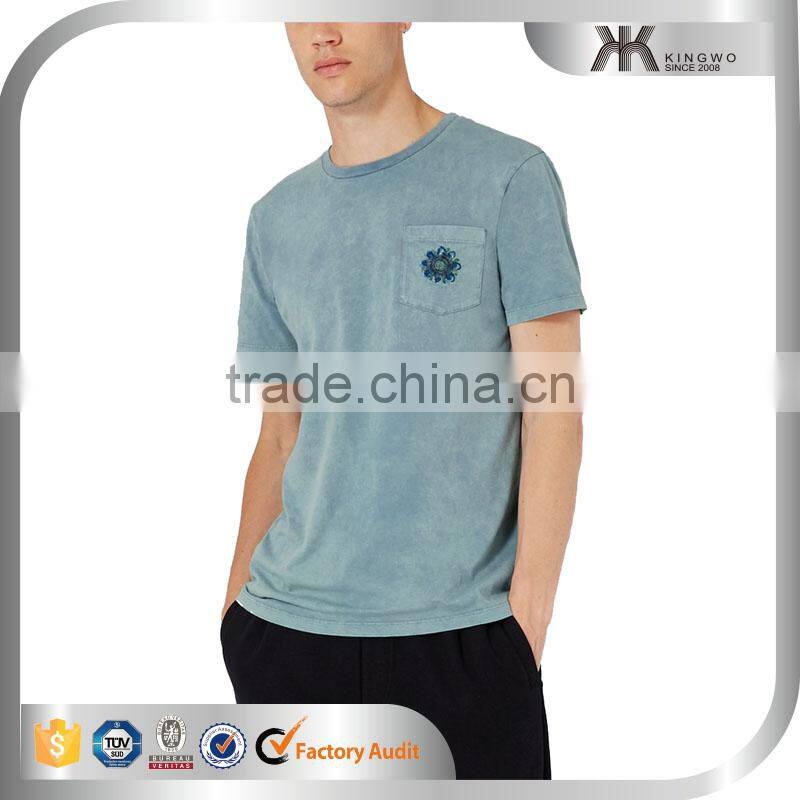 China high-end short sleeve enzyme wash blue t shirts