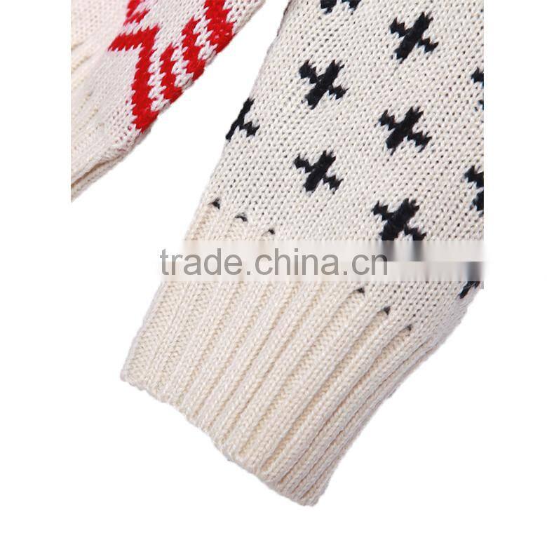 long sleeve jacquard deer pattern pullover women xmas christmas sweater wholesaler