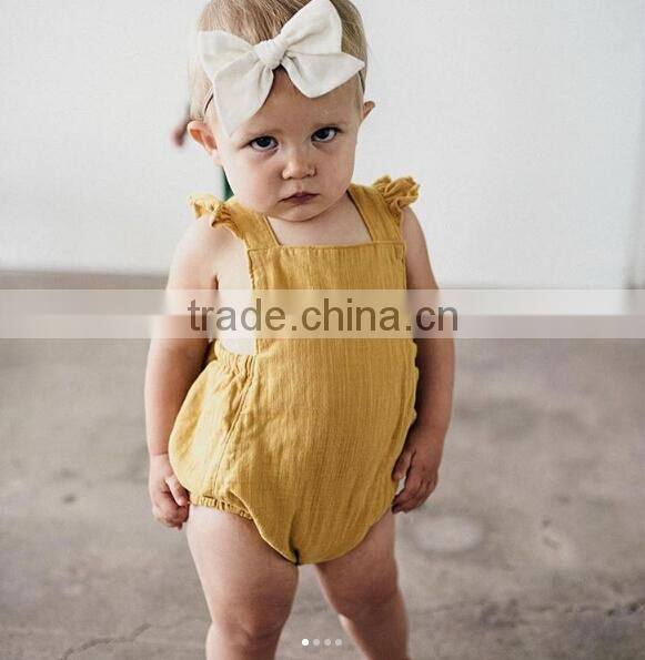 Hot sale colorful custom summer linen blank clothes baby overalls baby clothes romper