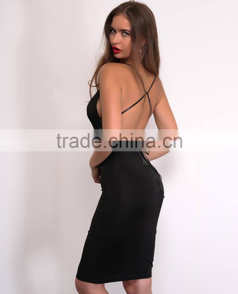 Runwaylover 028 2017 Ladies Deep V-Neck Sexy Backless Party Dress