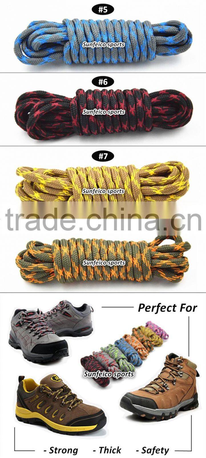 8 Colors - Hiker Non-Slip Hiking Rope Laces - Customized Regular Yeezy Rope Laces - Amazon Supplier - Orange/Brown