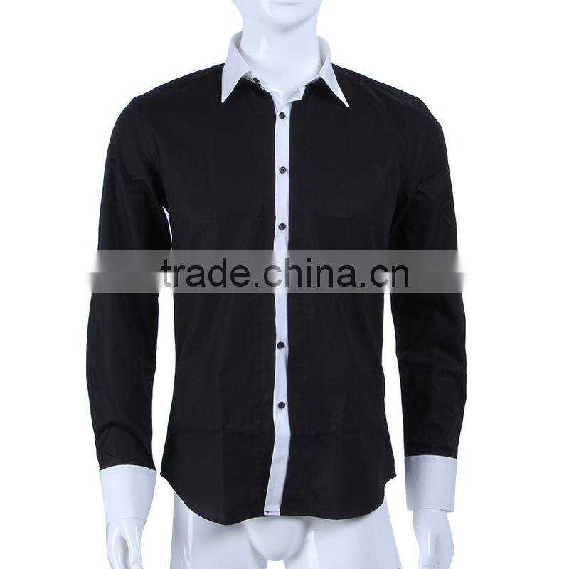 slim fit contrast color casual custom long sleeve men shirt