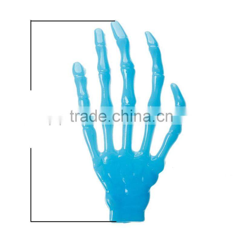 Plastic Cabochon Skull Hand Halloween Ornaments Blue 7.5cm x 4cm,30PCs