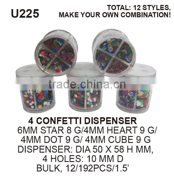 COLORFUL LASER SEQUIN W/ 4 HOLES DISPENSER