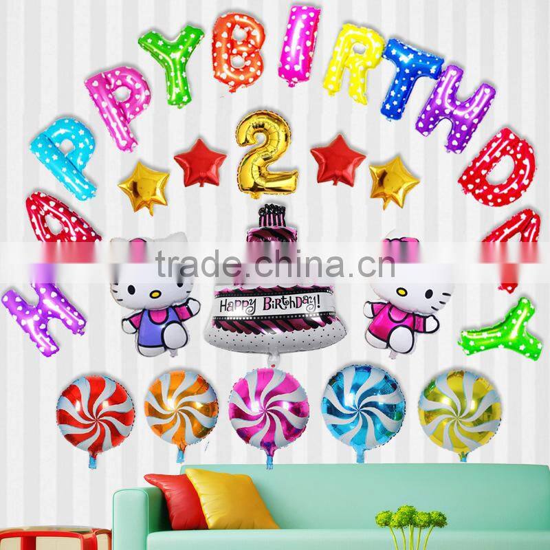 foil helium balloon party decoration happy birthday colorful flower balloon set