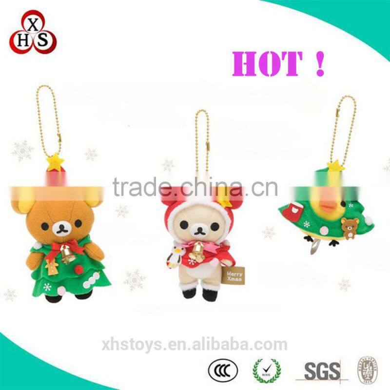 colorful design for plush key chain with cloth 2016 Hot Sale Soft With Cloth Plush Hippo Keychain For Wholesale