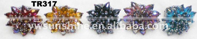 Wholesale crystal flower shape finger ring