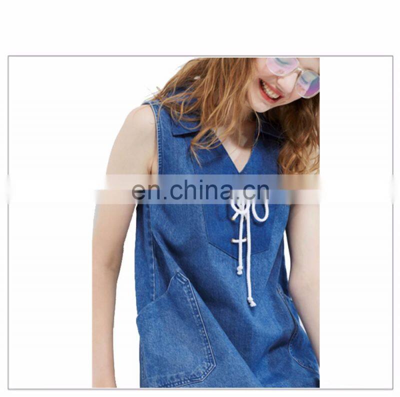 2017 Preppy Look Lace-up Skirt Girls Denim Skirt Fashion Long Skirt