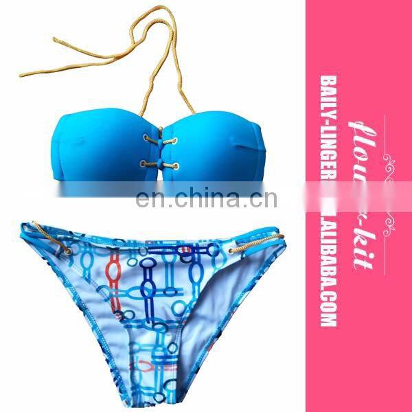 Two Pieces Women Bandage Letter Print Bikini Swimwear