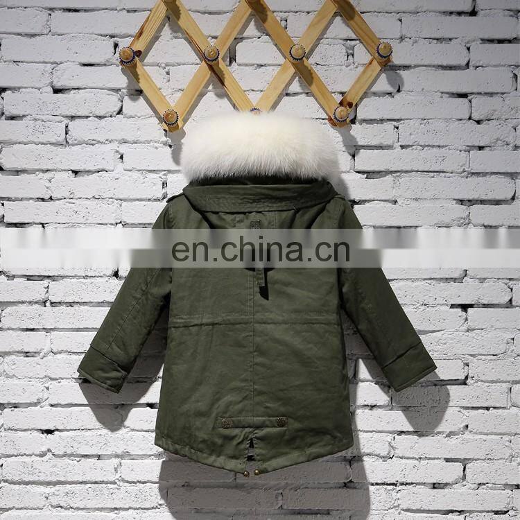 High Quality Wholesale Children Fashionable White Rex Rabbit Fur Lining Winter Coat For Kids