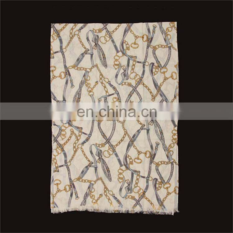 2017 wholesale fashion women print wool silk reversible scarf