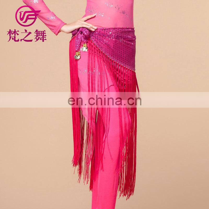 Egyptian multy colors shiny fabric fringe tassel belly dance hip scarf Y-2013#