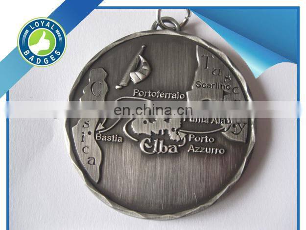 Custom wing shape antique silver transparent hard enamel car badge