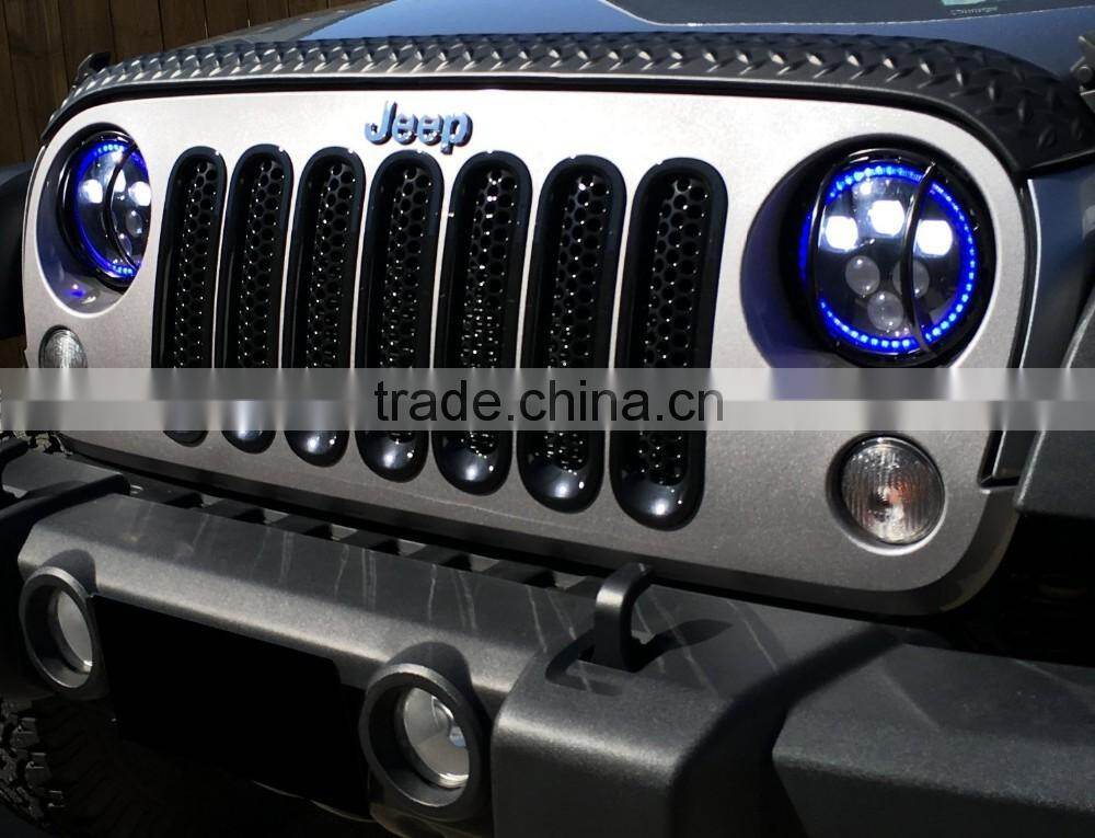 7inch CREE Led 60W Hi-Low Beam Round Blue Work Head Lamp Light Headlight