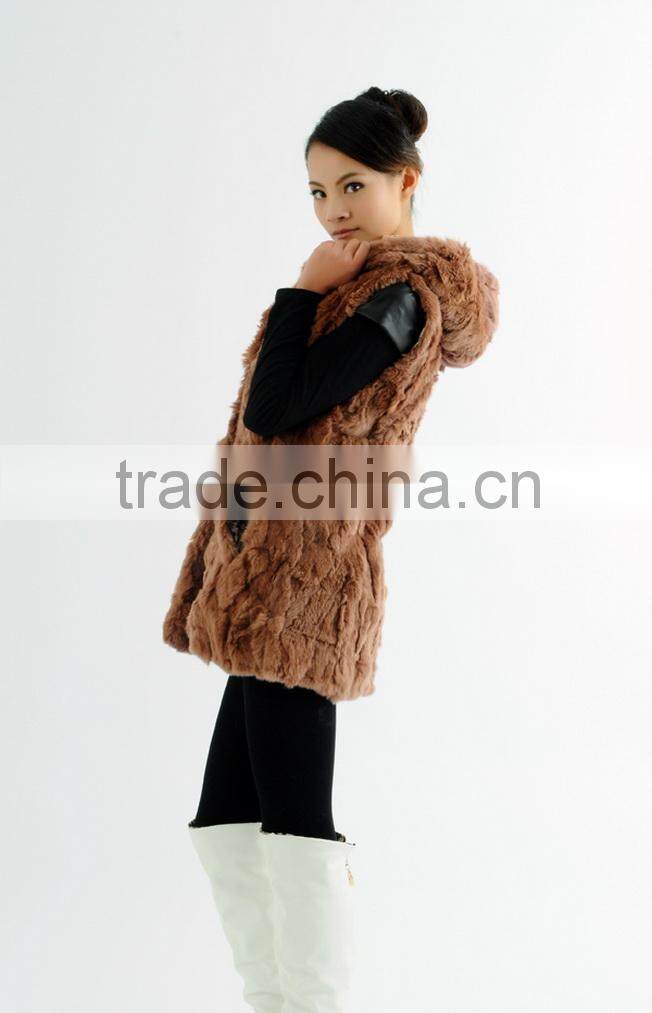 Brown Long New Style Rabbit Fur Winter Women Coat