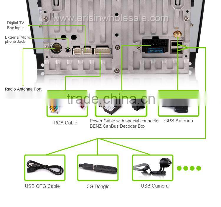 Erisin ES2508B 7" Mercedes 2 Din Car Radio with Android 4.4.4 Canbus