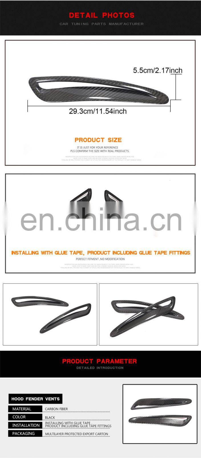 Dry Carbon Fiber A90 Hood Vents Trim for Toyota GR Supra A90 2019 2020