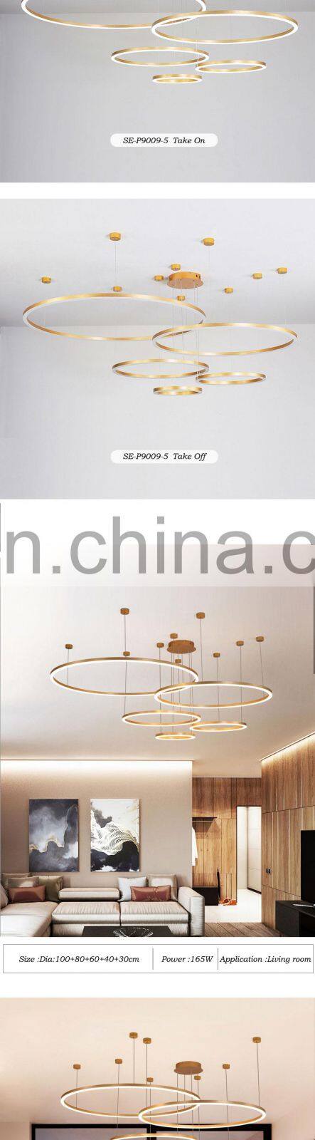 Wholesale Price Residential Decoration Circle Rings Acrylic Modern LED Chandelier Light