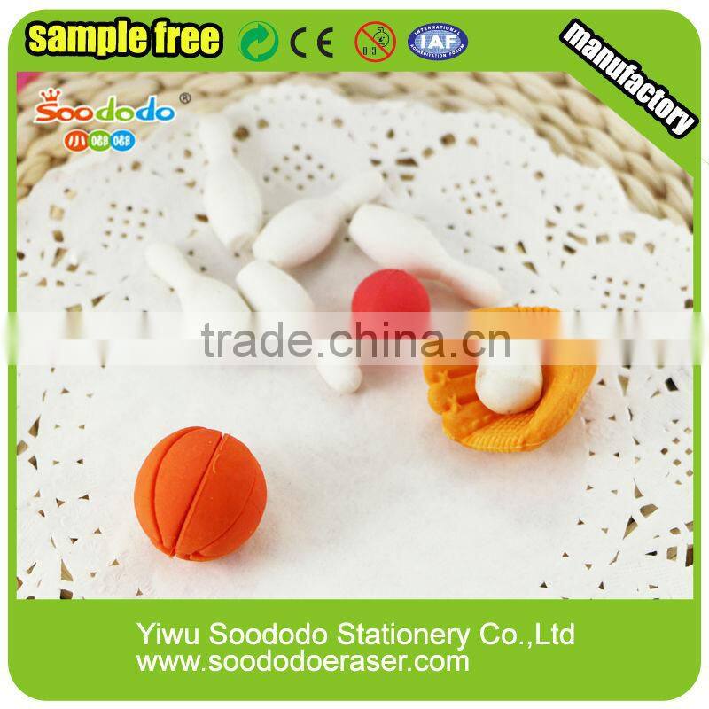 Blister Card packing bowling shaped eraser stationery set