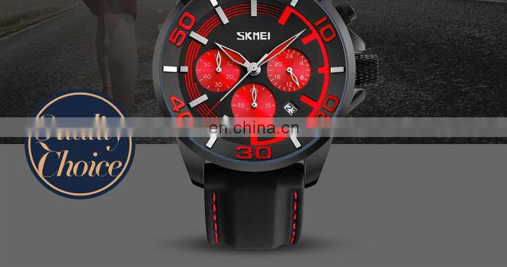 SKMEI 9154 Multi Functional Men Quartz Wrist Watches Chronograph Waterproof Fashion Leather Reloj De Hombre