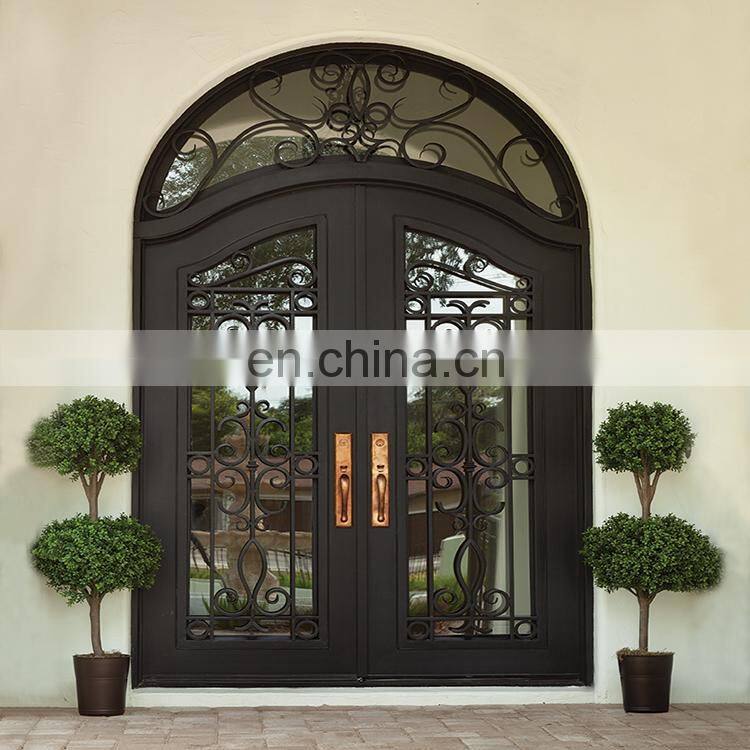 Cheap price modern safety main entrance waterproof wrought iron grill single security gate door design