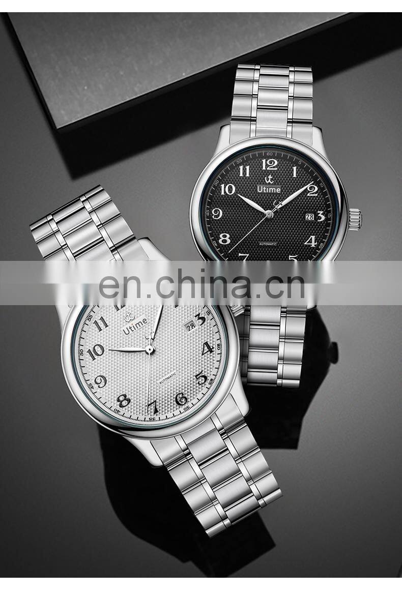 Utime Automatic Mens Luxury Watch Charming Mechanical Watch Calendar Date Display Arabic Number Dial montre U0016G