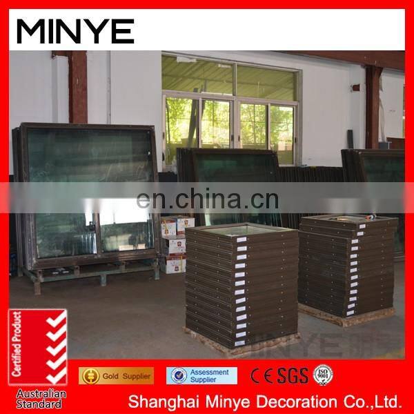 laminated finished brown color pvc sliding window with tint glass