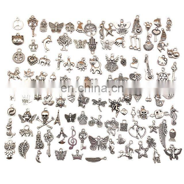 100pcs Mixed Vintage Metal Animal Birds Charms Beads DIY Bracelet Pendant Necklace Accessories For Jewelry Making Findings